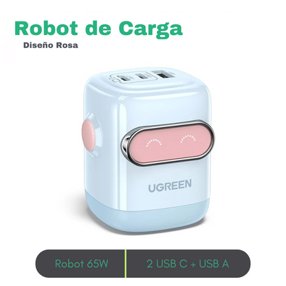 Cargador UGREEN 65W Carga Rápida 3 puertos