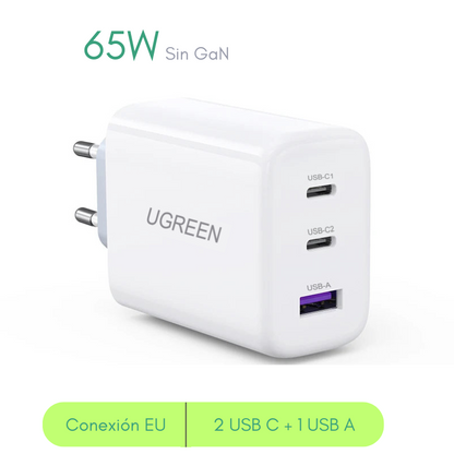 Cargador UGREEN 65W Carg Rápida Type-C USB